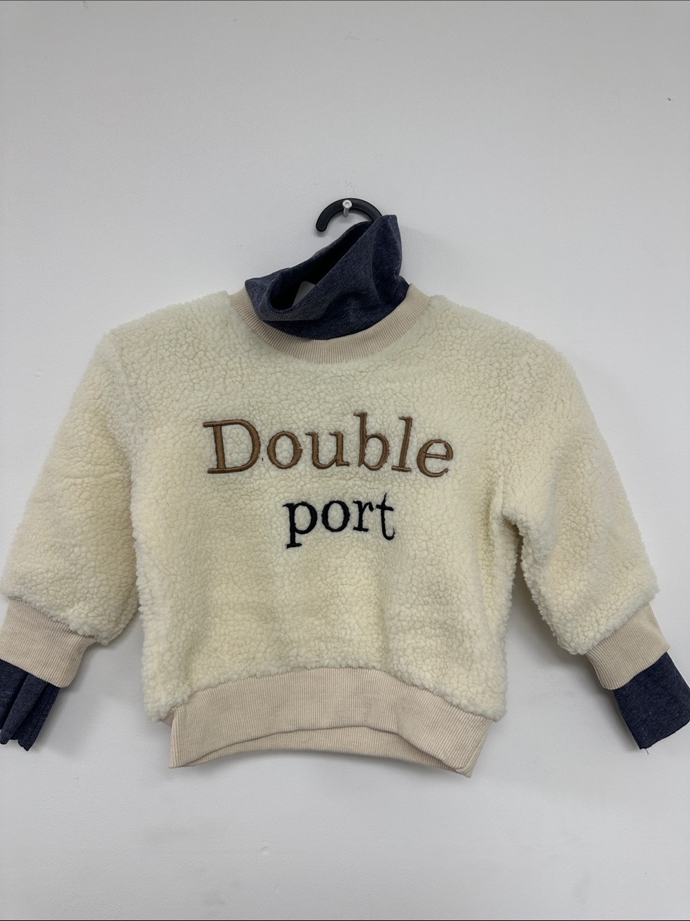 Cream 'Double Port' Sherpa Pullover for Kids